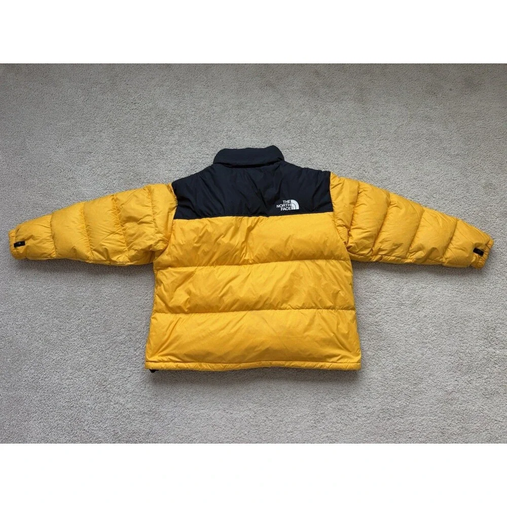 The North Face Nuptse 700 Mens 2XL Jacket Yellow Black Down Puffer Hood XXL